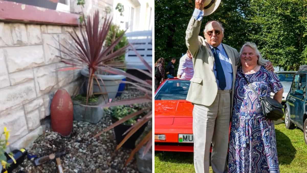 Una coppia britannica scambia una bomba inesplosa per un ornamento da giardino.